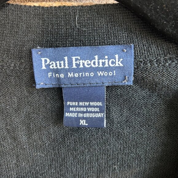 Paul Fredrick Men's Black Merino Wool Cardigan Sweater Vest Size XL - Picture 2 of 6